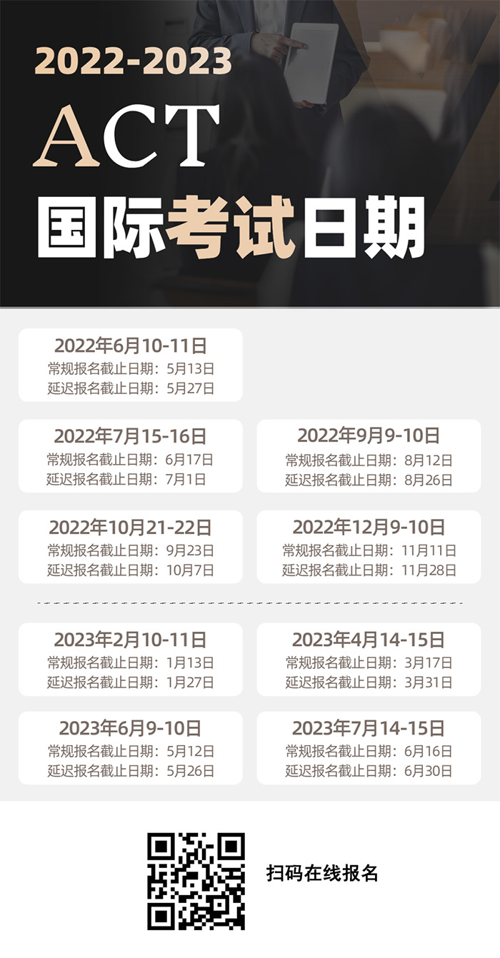 2022年ACT國際考場10月考試報名通道