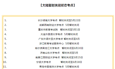 2022年5、6、7月GMAT考點(diǎn)最新考位信息