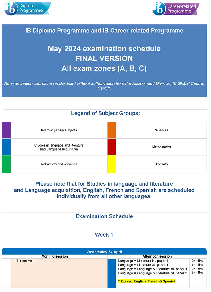 2024夏季IB考試時間安排,部分課程啟用新課綱