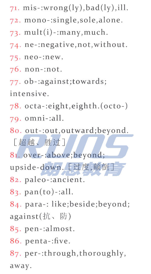 雅思詞匯:常見前綴和后綴5