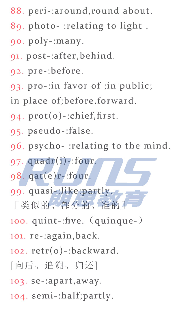雅思詞匯:常見前綴和后綴6
