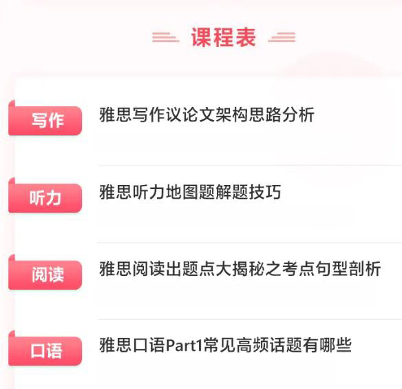 雅思培訓(xùn)機構(gòu)課程大綱安排